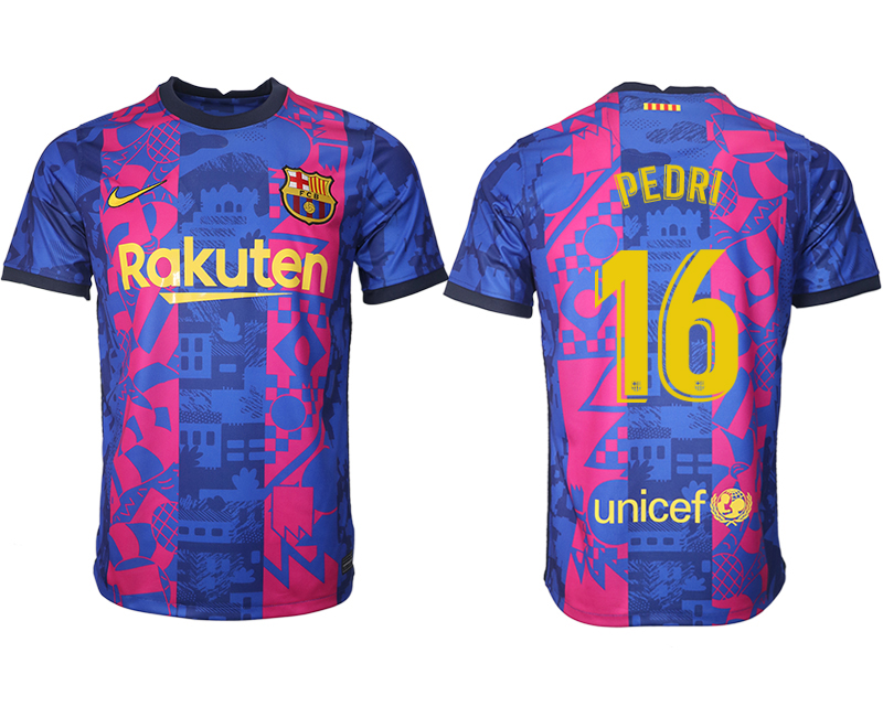 Men 2021-2022 Club Barcelona blue training suit aaa version #16 Soccer Jersey